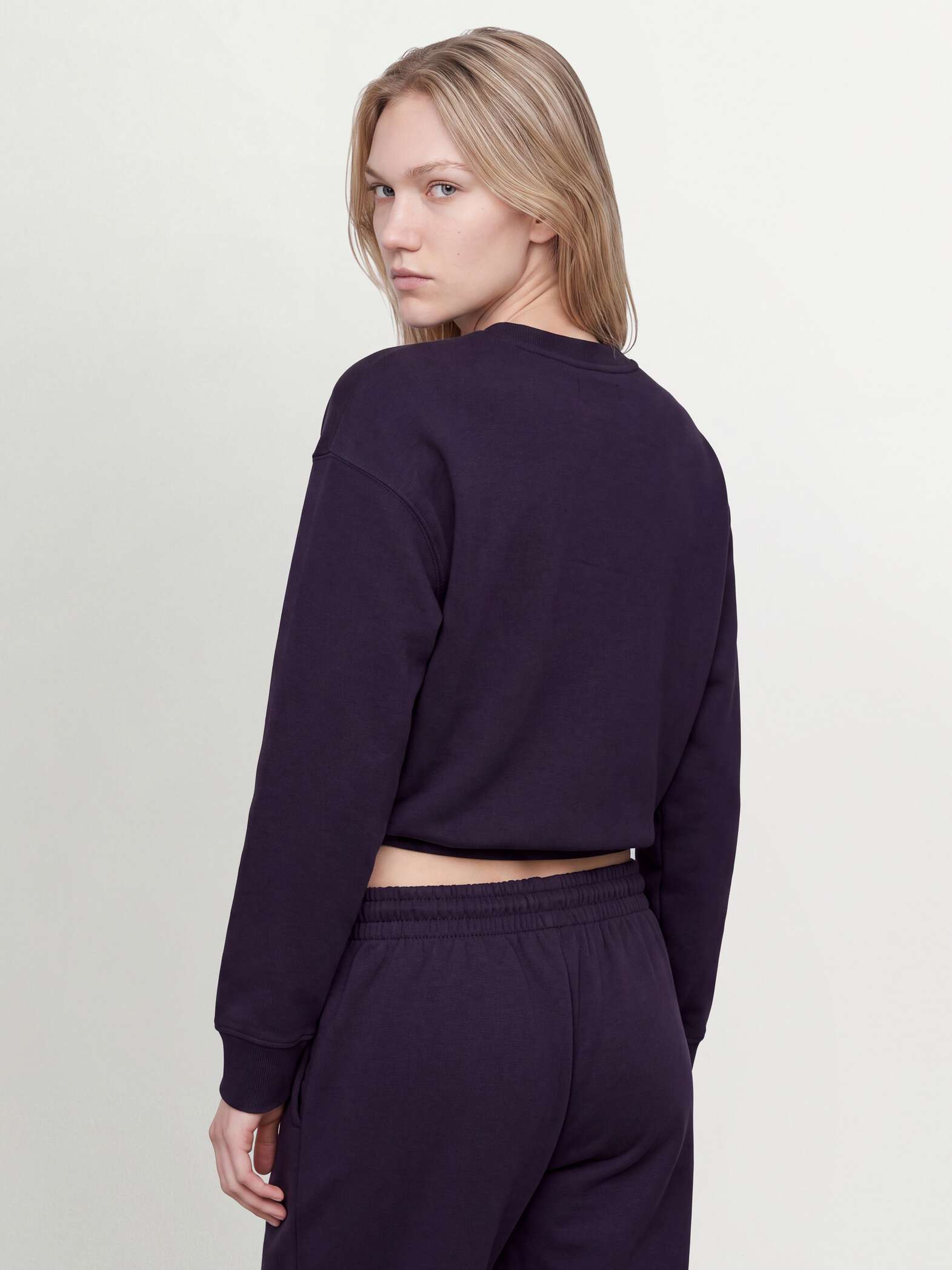 OVS Purple Cotton-Blend Crew-Neck Sweatshirt, Regular Fit