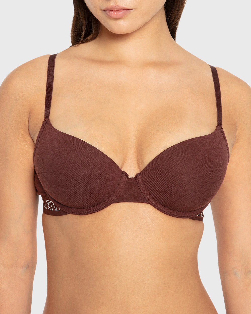 Essentials Ll Demi- Art Deco Logo Ctn Bitter Chocolate / 34B