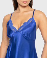 Slip Opulent Lc Cups W Satin Skirt Dazzling Blue / MED