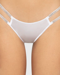 Diva Hl Mini Cheeky Micro W Rhinestone Straps Foiled White / M