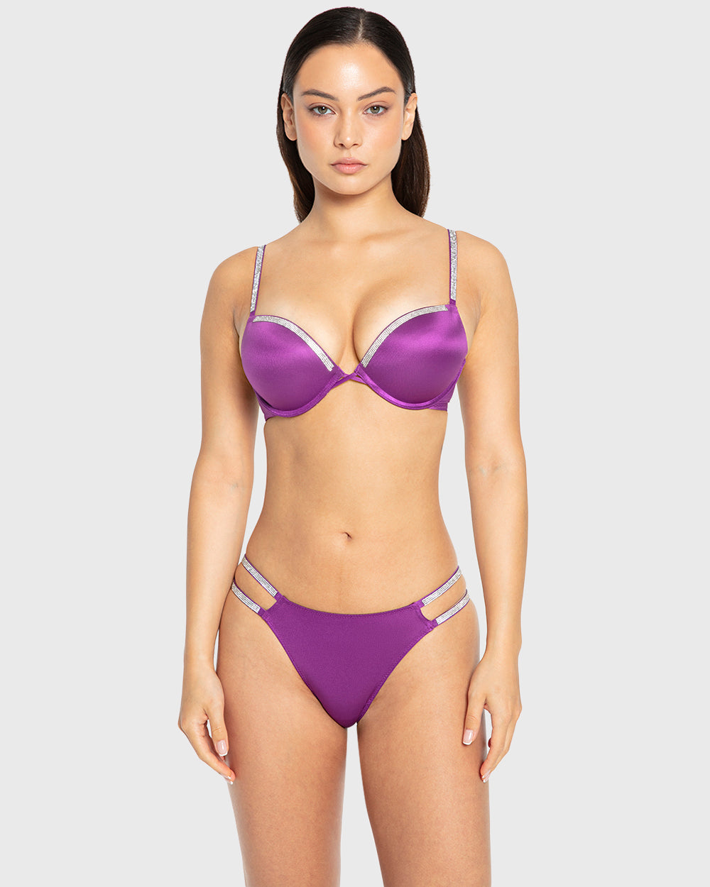 Hs Pu Pl Bc Smooth W Rhinestone Tape Designer Sparkling Grape / 34B