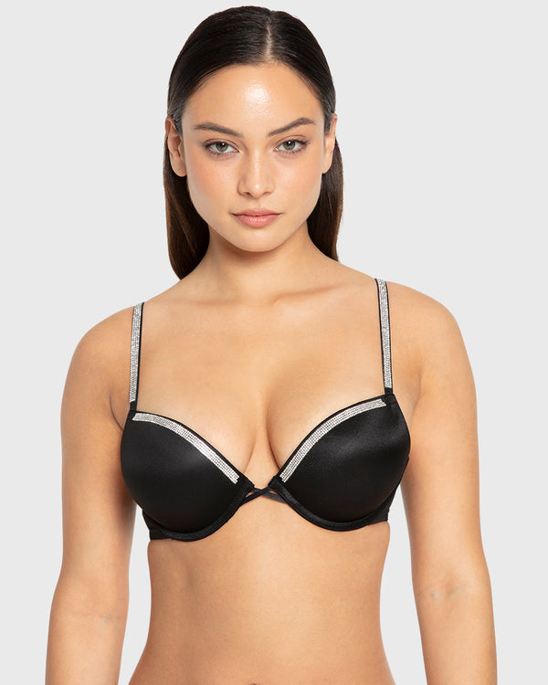 Hs Pu Pl Bc Smooth W Rhinestone Tape Designer Tuxedo Black / 34B