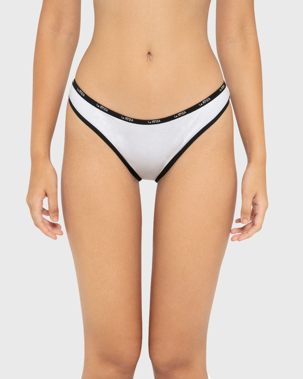 Essentials Bikini Cotton - Skinny Logo White With Black / M