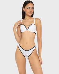 Essentials Bikini Cotton - Skinny Logo White With Black / M