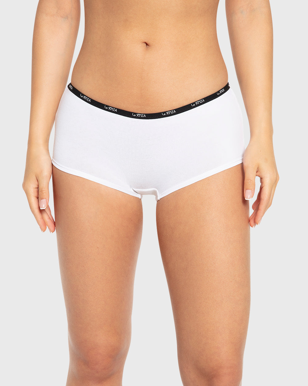 Essentials Boyshort Cotton - Skinny Logo White With Black / M