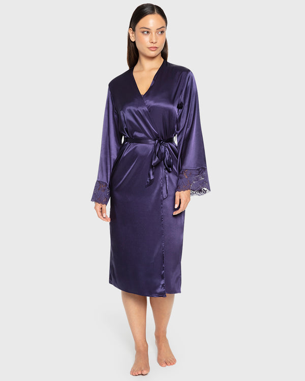 Robe Mid Length Satin W Lavish Lc Celestial Sky / S/M