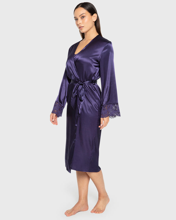 Robe Mid Length Satin W Lavish Lc Celestial Sky / S/M