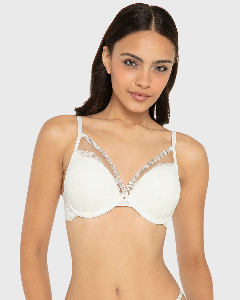 Hs Pu Pl Bc Ao Lavish Lc W Rhinestone Bondage Desi Ivory / 34B