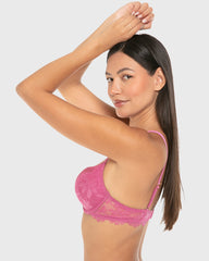 La Senza Hello Sugar Double Push Up Plunge Bra Red Violet / 34B