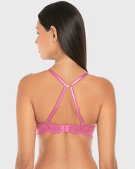 La Senza Hello Sugar Double Push Up Plunge Bra Red Violet / 34B
