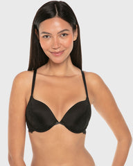 La Senza Up 2 Cup Plunge Bra with Afterglow Lace Tuxedo Black / 34B