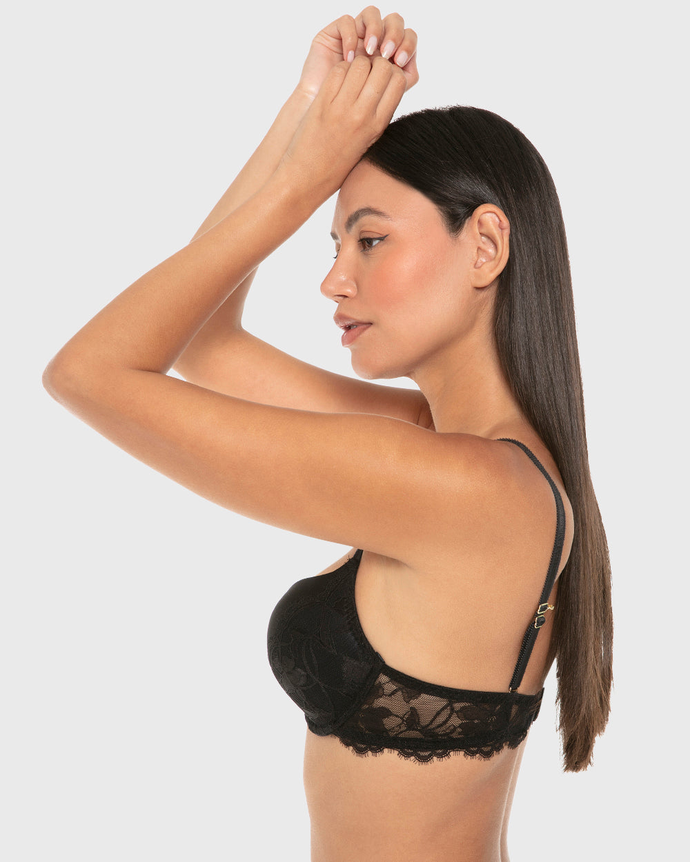 La Senza Up 2 Cup Plunge Bra with Afterglow Lace Tuxedo Black / 34B