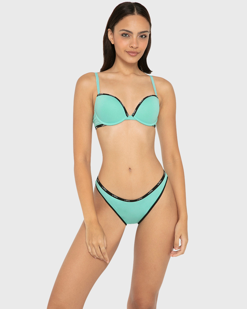 Essentials Bikini Cotton - Skinny Logo Pool Blue With Tuxedo Black / M
