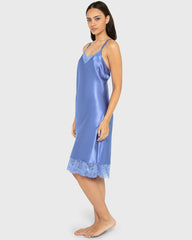 Slip Mid Length Satin W Lavish Lc And Strappy Bk Wedgewood / M