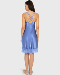 Slip Mid Length Satin W Lavish Lc And Strappy Bk Wedgewood / M