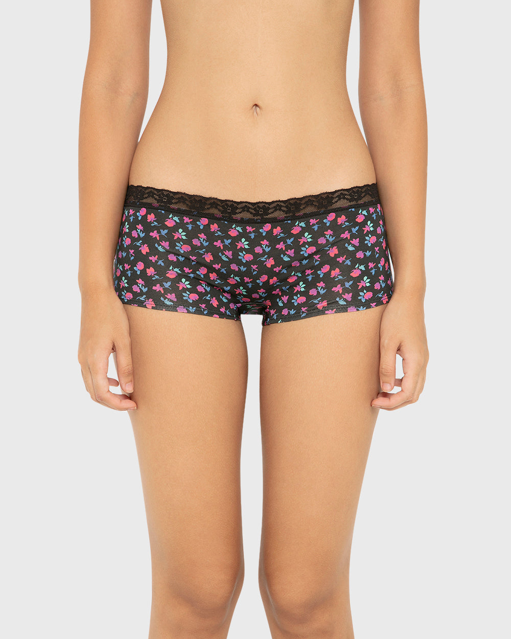 Us Boyshort Modal With Beloved Trim Printed Body Breezy Floral Black/Red / M