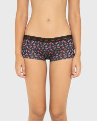 Us Boyshort Modal With Beloved Trim Printed Body Breezy Floral Black/Red / M
