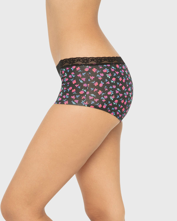 Us Boyshort Modal With Beloved Trim Printed Body Breezy Floral Black/Red / M