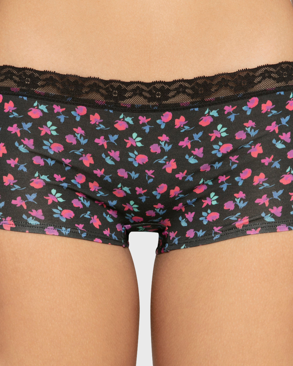 Us Boyshort Modal With Beloved Trim Printed Body Breezy Floral Black/Red / M