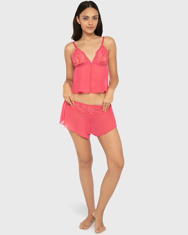Pj Obv Lavish Lc W Chiffon Cami Short Set Party Punch / M