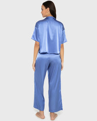 Sleep Satin Top/Short Set Wedgewood / M