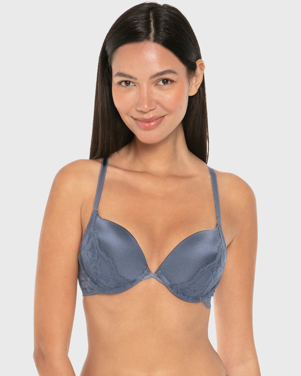 La Senza Hello Sugar Double Push Up Plunge Bra Vintage Indigo / 34B