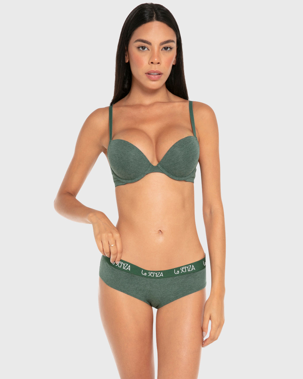 La Senza Remix Plunge Push Up Heather Wired Bra