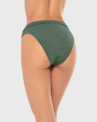 ESSENTIALS COTTON BIKINI WIDE V WAIST HEATHER Jungle Green Heather / M