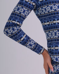 Gift Waffle Squareneck Ls Henley- Print BLUE FLIRTY FAIR ISLE / MED