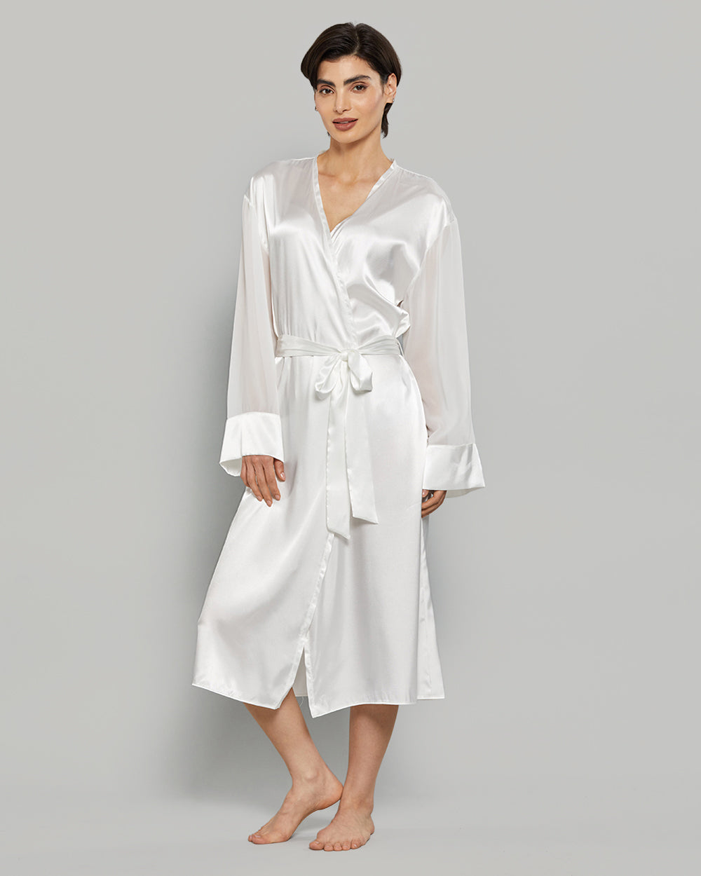 LA SENZA SATIN MID LENGTH CHIFFON SEXY ROBE 34Y9 / S/M