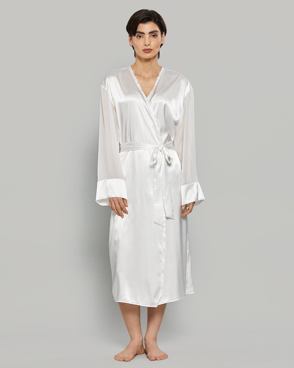 LA SENZA SATIN MID LENGTH CHIFFON SEXY ROBE 34Y9 / S/M