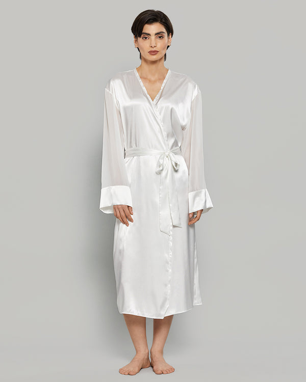 LA SENZA SATIN MID LENGTH CHIFFON SEXY ROBE 34Y9 / S/M