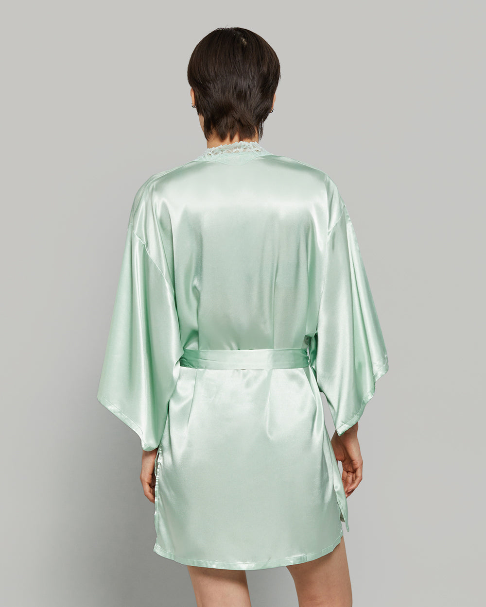 LA SENZA SATIN LACE STANDARD LENGTH WAVY SEXY ROBE SN27 / S/M