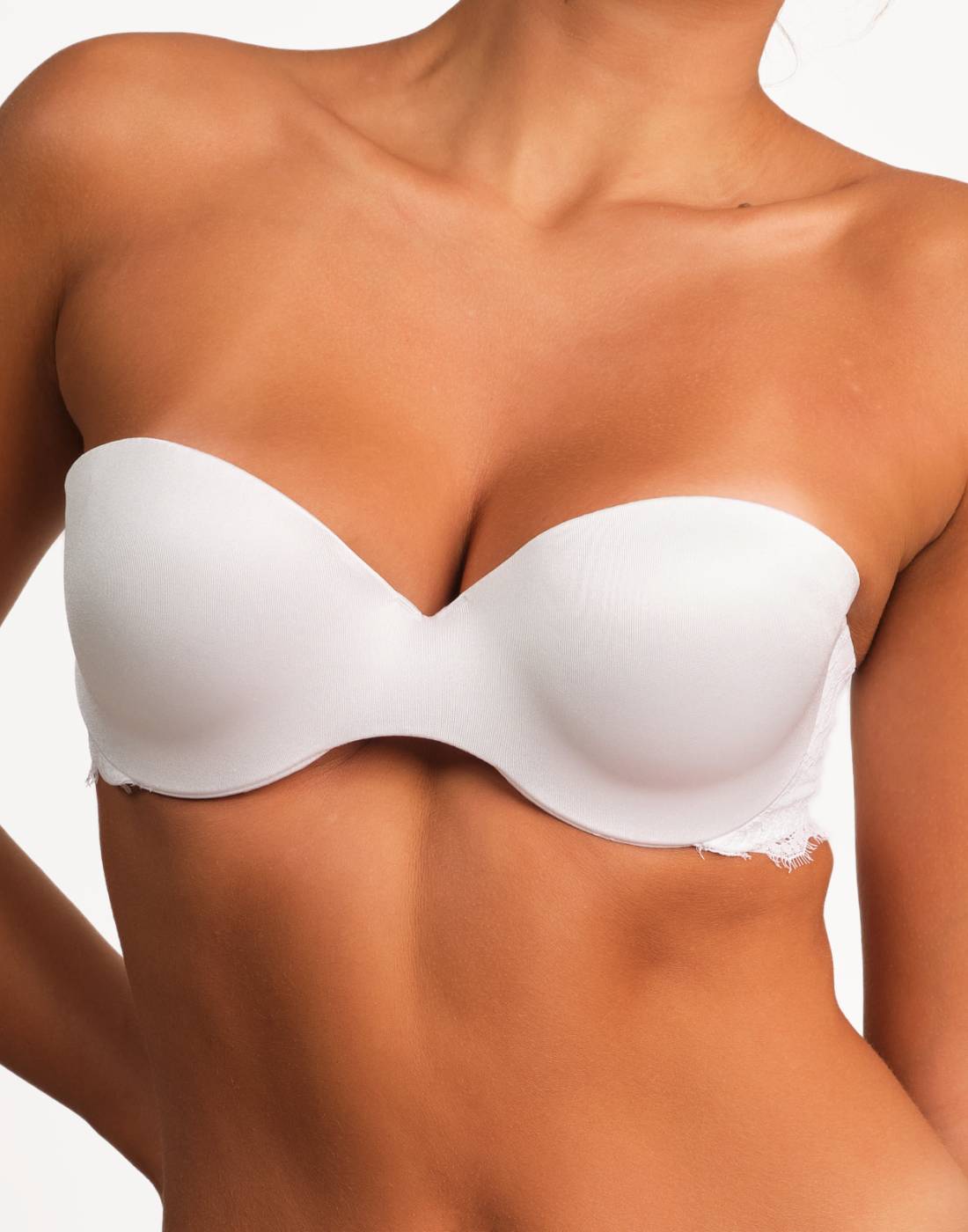 La Senza Strapless Lightly Lined Plunge Bra 34B / White