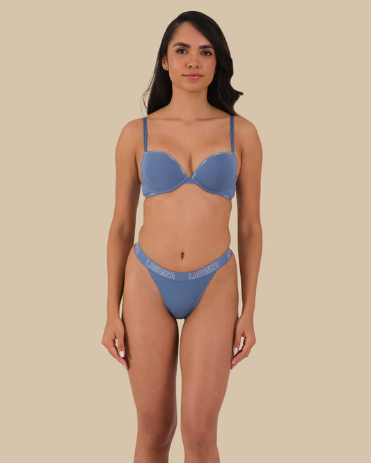 LA SENZA SKINNY LOGO COTTON BRA Light Blue / 34B
