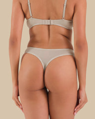 ESSENTIALS SCOOP THONG COTTON - SKINNY LOGO Beige / S
