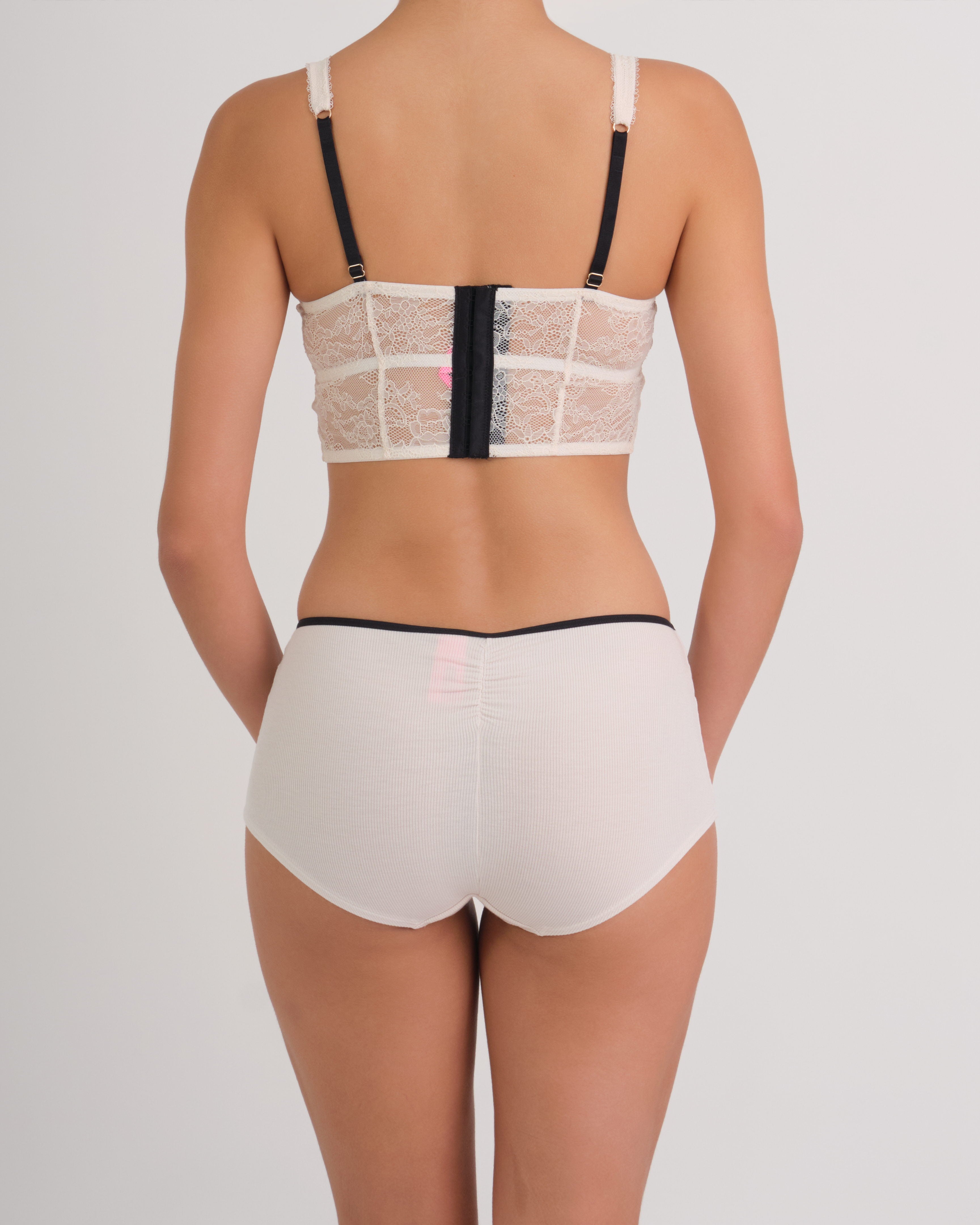 Us Boyshort Vwaist Rib W Bow 2PYO / MED