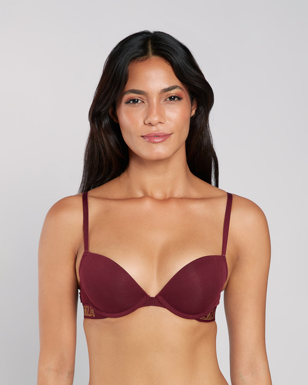 La Senza Cotton Trendy Plunge Bra Maroon / 34B