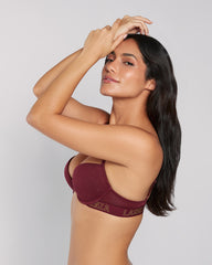 La Senza Cotton Trendy Plunge Bra Maroon / 34B