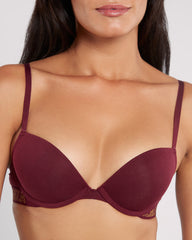 La Senza Cotton Trendy Plunge Bra Maroon / 34B