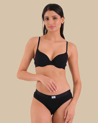 LA SENZA ESSENTIALS DEMI WAFFLE BRA Black / 34B