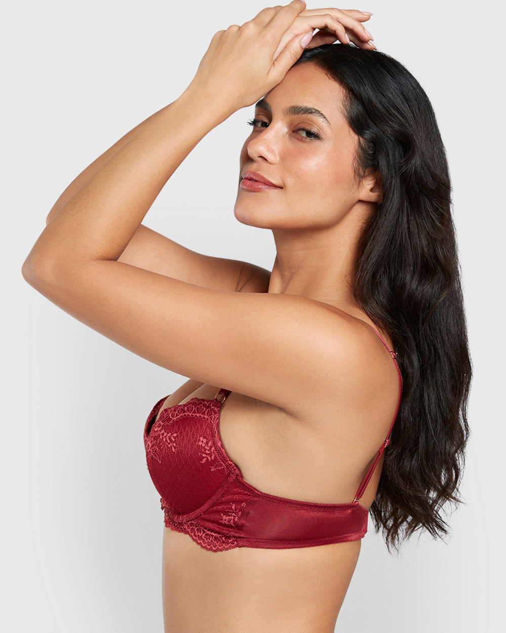 La Senza Lace Sexy Gel Padding Plunge Bra Red / 34B