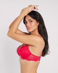 La Senza Lace Sexy Double Pushup Plunge Bra Red / 34B