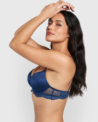 Everyday Plunge Double Pushup Bra Blue / 34B