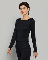 LA SENZA LONG SLEEVE JERSEY WIDE SCOOP NECK CASUAL LOUNGE TOP 03YZ / S