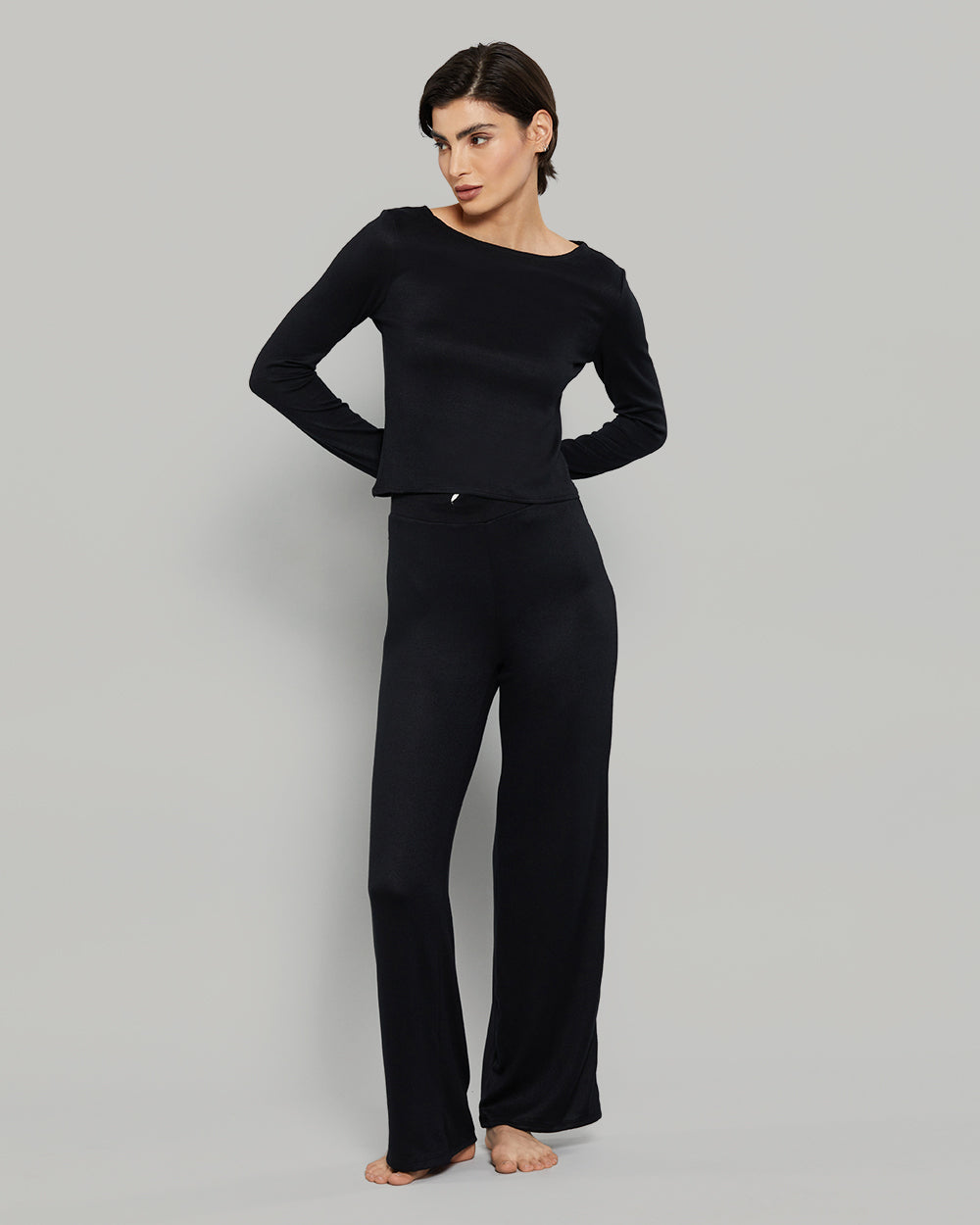 LA SENZA LONG SLEEVE JERSEY WIDE SCOOP NECK CASUAL LOUNGE TOP 03YZ / S