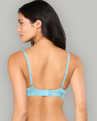 LA SENZA RX PUSH UP PLUNGE KNOCKOUT CDP LOGO COTTON PASTEL BLUE BRA BLUE / 34B