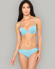 LA SENZA RX PUSH UP PLUNGE KNOCKOUT CDP LOGO COTTON PASTEL BLUE BRA BLUE / 34B