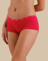 ESSENTIALS BOYSHORT COTTON - SKINNY LOGO COSMO RED / M