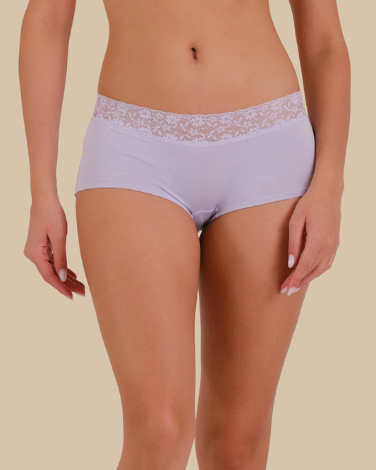 ESSENTIALS BOYSHORT ESSENTIALS 6CM TRIM LAVENDER CAKE / M